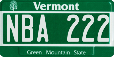 VT license plate NBA222