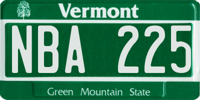 VT license plate NBA225