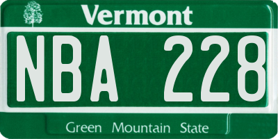 VT license plate NBA228