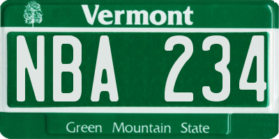 VT license plate NBA234