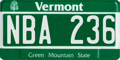 VT license plate NBA236