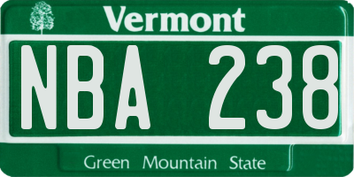 VT license plate NBA238