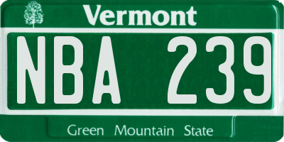 VT license plate NBA239