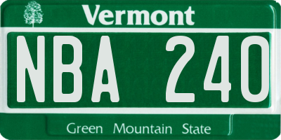 VT license plate NBA240