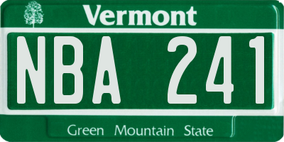 VT license plate NBA241