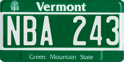 VT license plate NBA243