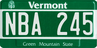 VT license plate NBA245