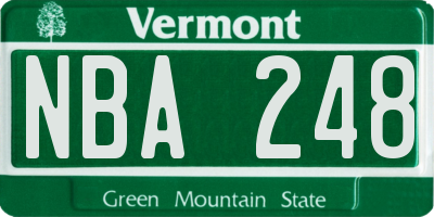 VT license plate NBA248