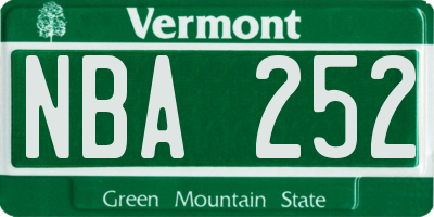 VT license plate NBA252