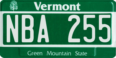 VT license plate NBA255