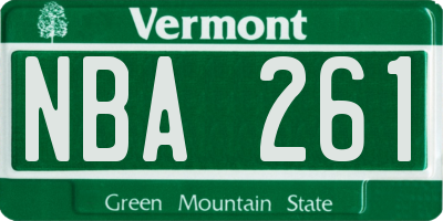 VT license plate NBA261