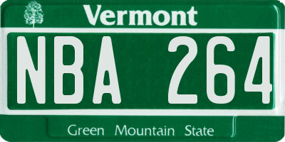 VT license plate NBA264