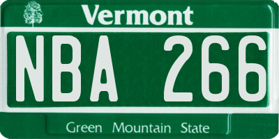 VT license plate NBA266