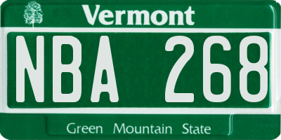 VT license plate NBA268