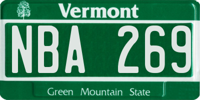 VT license plate NBA269