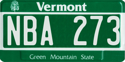 VT license plate NBA273