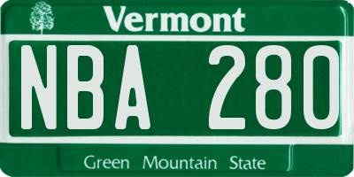 VT license plate NBA280