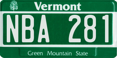 VT license plate NBA281