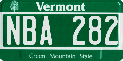 VT license plate NBA282