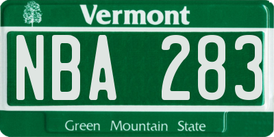 VT license plate NBA283