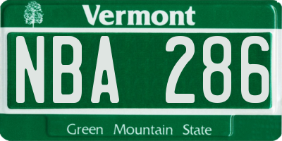 VT license plate NBA286