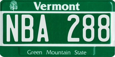 VT license plate NBA288