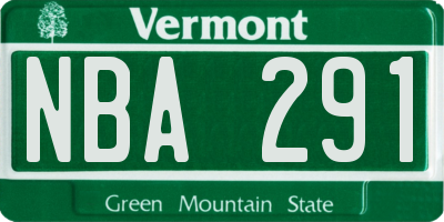 VT license plate NBA291