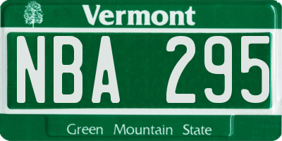 VT license plate NBA295
