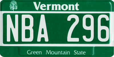 VT license plate NBA296