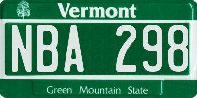 VT license plate NBA298