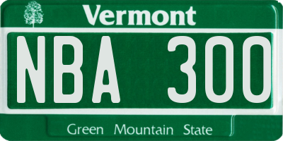 VT license plate NBA300