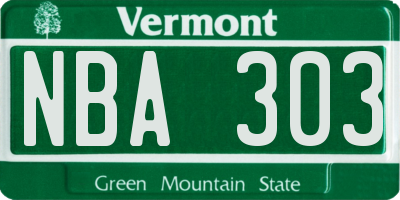 VT license plate NBA303