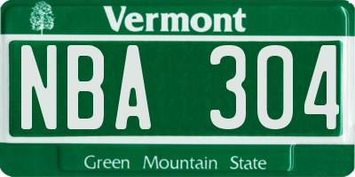VT license plate NBA304