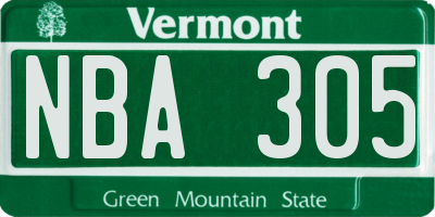 VT license plate NBA305