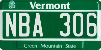 VT license plate NBA306