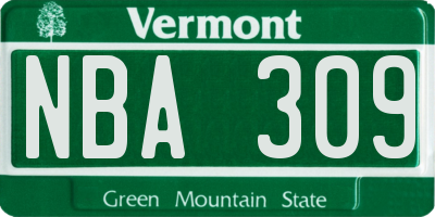 VT license plate NBA309