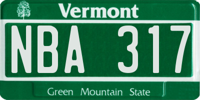 VT license plate NBA317