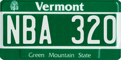 VT license plate NBA320