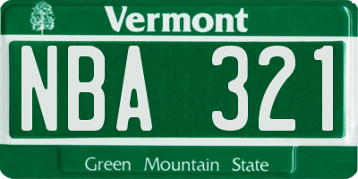 VT license plate NBA321