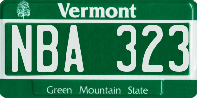 VT license plate NBA323