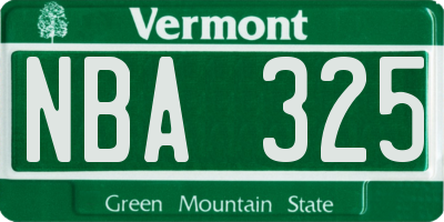 VT license plate NBA325