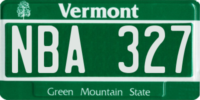VT license plate NBA327
