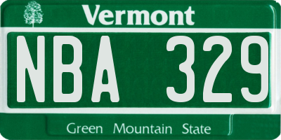 VT license plate NBA329