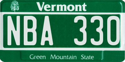 VT license plate NBA330