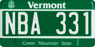 VT license plate NBA331