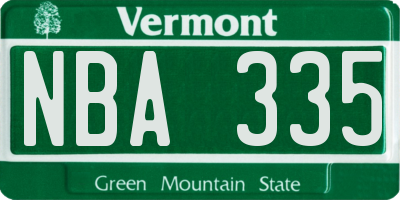 VT license plate NBA335