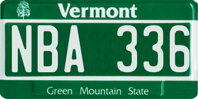 VT license plate NBA336
