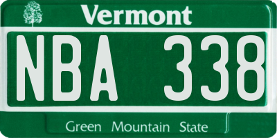 VT license plate NBA338