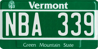 VT license plate NBA339