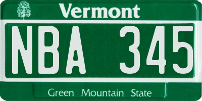 VT license plate NBA345
